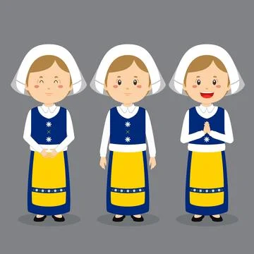 Sweden Character with Various Expression Stock Illustration