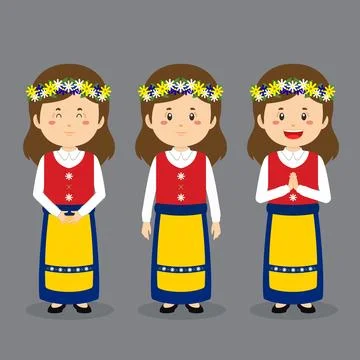 Sweden Character with Various Expression Stock Illustration