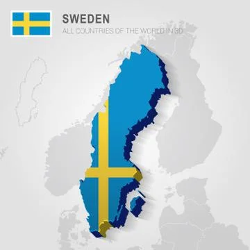 Sweden drawn on gray map. Stock Illustration