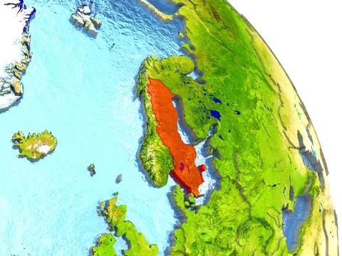 Sweden on Earth in red Illustrazione stock