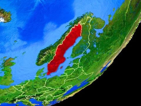 Sweden on Earth from space Stock Illustration