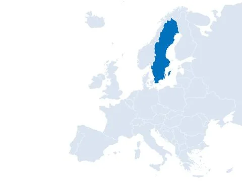 Sweden on Europe map vector. Vector illustration. Stock Illustration