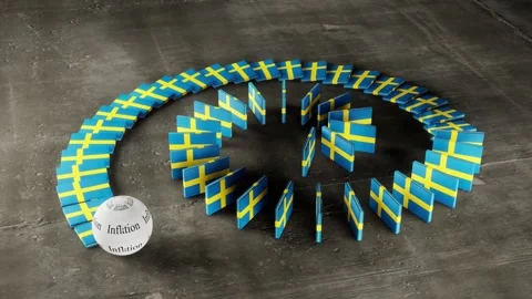Sweden Flag - Affected by Inflation Stock-Footage 321583818