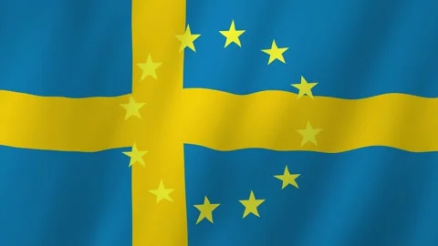 Sweden Flag and EU Flag 4K Video. Flags of Sweden and the European Union video Vídeos de archivo 255142175