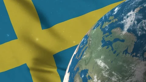 Sweden Flag and Sweden Map on Earth Globe 4K 库存影片 220783901