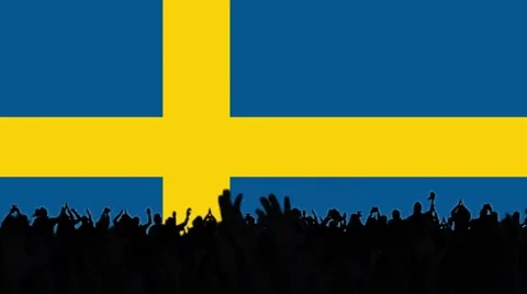 Sweden flag background with people Stock Footage 62859254