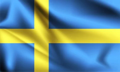 Sweden flag blowing in the wind. part of a series. Sweden waving flag. Stock Illustration