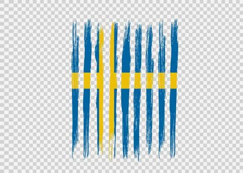 Sweden flag with brush paint textured isolated  on png or transparent backgro Stock Illustration