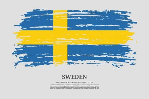 Sweden flag with brush stroke effect and information text poster, vector Illustrazione stock