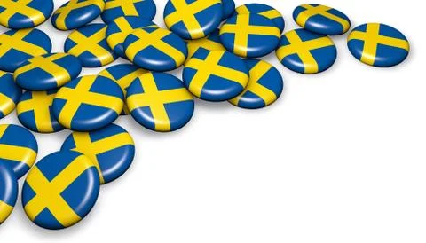 Sweden Flag Button Badges Stock Illustration