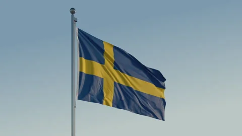 Sweden Flag: Cinematic Loopable Motion with Blue Sky in 4K ProRes 422 HQ Stockbeeldmateriaal 267462555