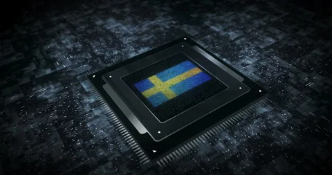 Sweden flag on computer cpu Stock Footage 327534753