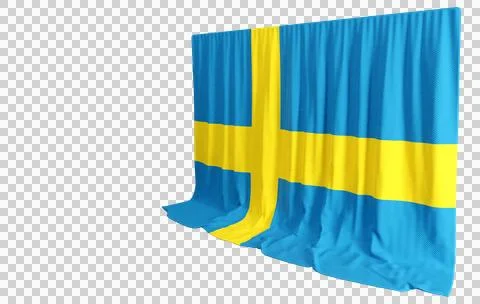 Sweden Flag Curtain in 3D Rendering called Flag of Sweden Stock Illustration