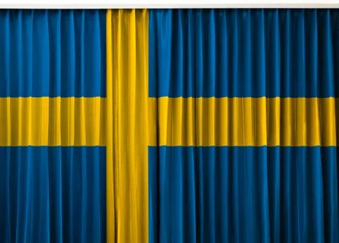Sweden flag on curtain Stock Illustration