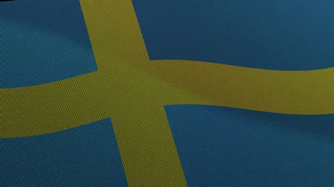 Sweden Flag Digital Particle Waving Seamless Loop Animation on Black Backgrou Stock Footage 339303518