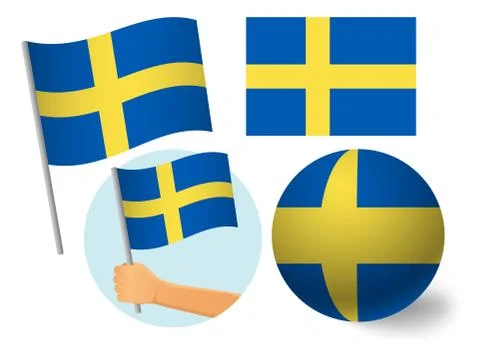 Sweden flag icon set Stock Illustration