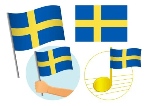 Sweden flag icon set Stock Illustration