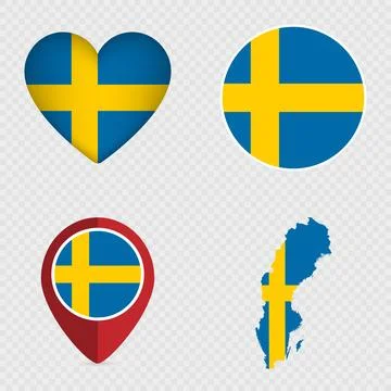 Sweden Flag Icons Pack. Vector illustration. Illustrazione stock