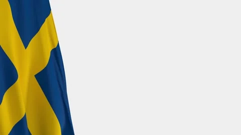 Sweden Flag on Left Side, Waving National Symbol with Copy Space 스톡 동영상 332703940