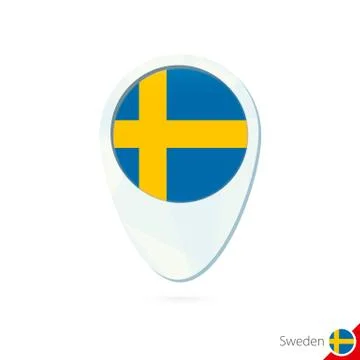 Sweden flag location map pin icon on white background. Stock Illustration