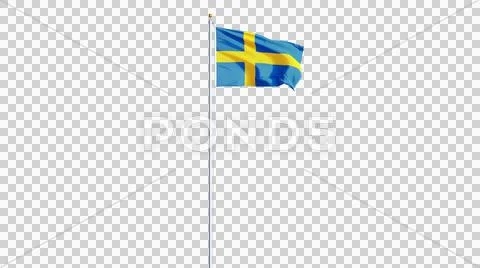 Sweden flag, long shot, isolated with alpha channel Stock Photos
