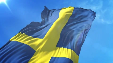 Sweden Flag Low Angle View Stock Footage 295698060