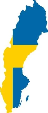 Sweden Flag in Map, Sweden Map with Flag, Map of Sweden, Map with Flag, Nat.. Stock Illustration