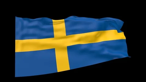 Sweden flag over black background 3d animation Stock Footage 98946223