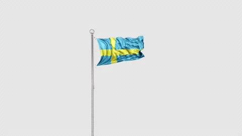  Sweden   Flag Pole  Animation Include Alpha 3D Rendering Stock-Footage 283002505