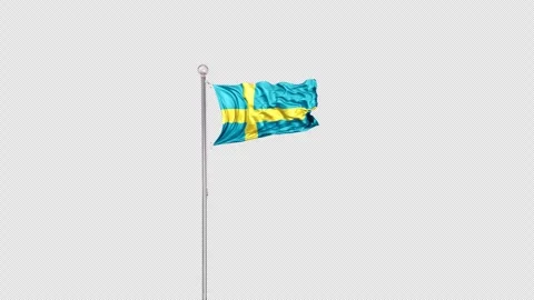 Sweden   Flag Pole  Animation Include Alpha 3D Rendering Stock-Footage 312107353