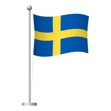 Sweden flag on pole icon Stock Illustration