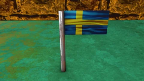 Sweden Flag Post - Upwards Shot Stock Footage 271013322