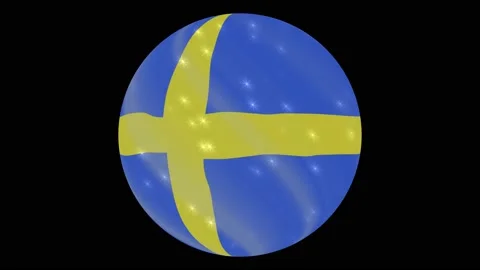 Sweden flag in a round ball rotates. Flicker and shine. Animation loop Stock Footage 145857853