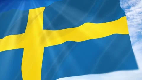 Sweden Flag Seamless Loop 4k 60fps on Sky Background Stock Footage 341678337
