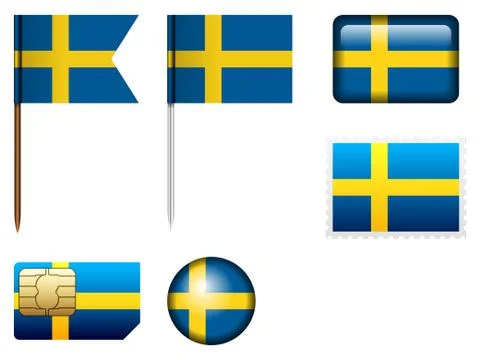 Sweden flag set Stock Illustration