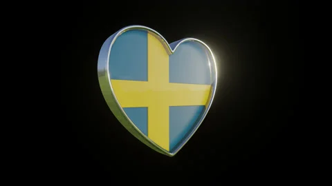 Sweden Flag in the Shape of 3D Heart. Video stock 133092939