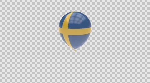 Sweden flag textured balloon rotating Alpha Stock-Footage 61721748