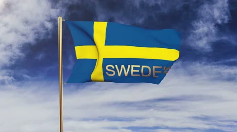 Sweden flag with title waving in the wind. Looping sun rises style.  Animation Video stock 47984830
