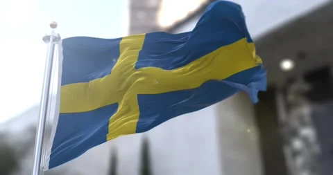 Sweden-flag-waving-4k-60fps Stock Footage 330680853