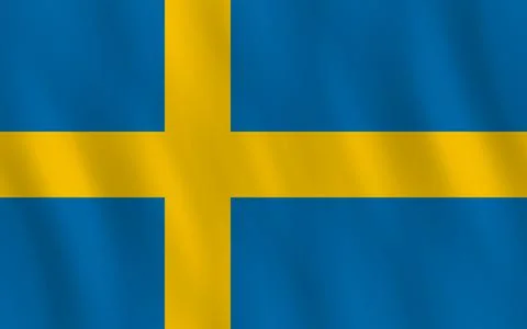 Sweden flag with waving effect, official proportion. Illustrazione stock