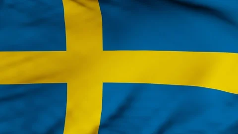 The Sweden flag waving in the wind Stock Footage 88398892