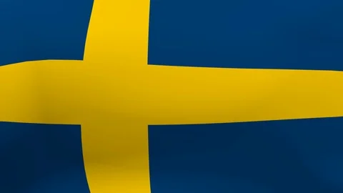 Sweden flag waving in wind Stock Footage