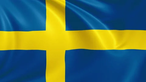 Sweden flag waving in the wind with high quality texture in 4K Stock Footage 130426437