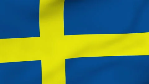 Sweden flag waving in the wind with high quality texture Stock Footage 137404511
