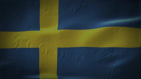 Sweden flag waving in the wind with high quality texture in 4K National Flag of Stock Footage 150769615