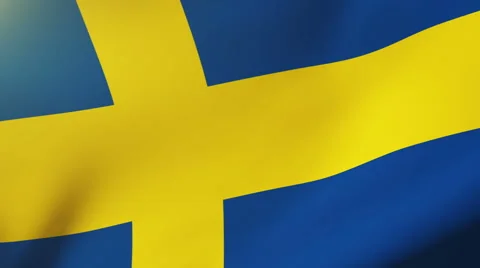 Sweden flag waving in the wind. Looping sun rises style.  Animation loop Stock Footage 47984486
