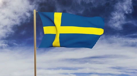 Sweden flag waving in the wind. Looping sun rises style.  Animation loop. Green Vídeos de archivo 47984611