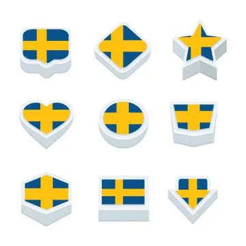 Sweden flags icons and button set nine styles Stock Illustration