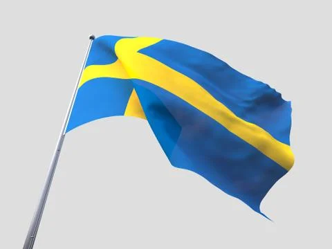 Sweden flying flag isolate on white background Stock Illustration