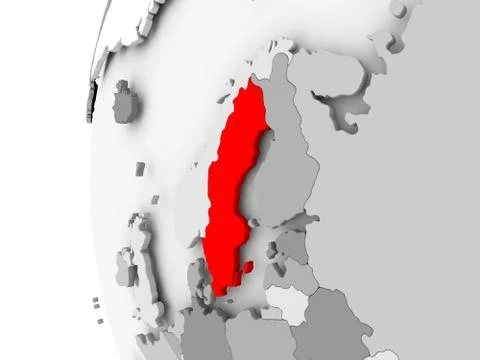 Sweden on grey globe Stock Illustration